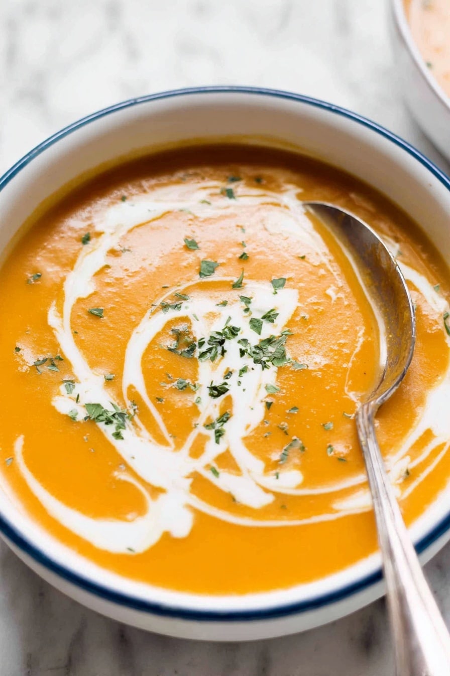 creamy pumpkin soup - Serving Suggestion