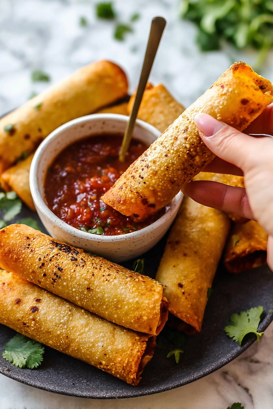 Baked Chicken Taquitos - Serving Suggestion